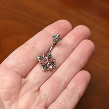Load image into Gallery viewer, Pink Gem Baroque Rhombus Flower Double Mount Belly Ring
