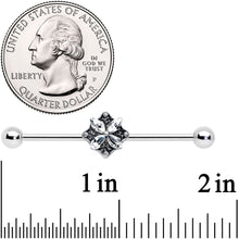 Load image into Gallery viewer, 14G Clear Gem Floral Rhombus Baroque Industrial Barbell 38mm
