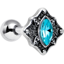 Load image into Gallery viewer, 16G 1/4 Blue Gem Rhombus Retro Cartilage Tragus Earring
