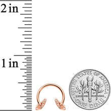 Load image into Gallery viewer, 16G 3/8 Rose Gold Hue Texture Butterfly Horseshoe Circular Barbell
