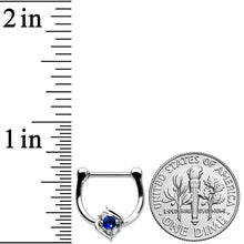 Load image into Gallery viewer, 16G 5/16 Clear Blue Gem Oval Swirl Cartilage Clicker
