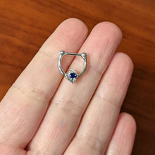 Load image into Gallery viewer, 16G 5/16 Clear Blue Gem Oval Swirl Cartilage Clicker
