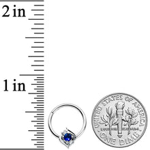 Load image into Gallery viewer, 16G 3/8 Clear Blue Gem Oval Swirl Hinged Segment Ring
