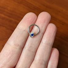 Load image into Gallery viewer, 16G 3/8 Clear Blue Gem Oval Swirl Hinged Segment Ring
