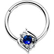 Load image into Gallery viewer, 16G 3/8 Clear Blue Gem Oval Swirl Hinged Segment Ring
