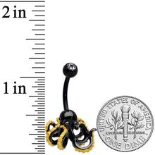 Load image into Gallery viewer, Clear Gem Black Understated Octopus Belly Ring

