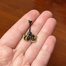 Load image into Gallery viewer, Clear Gem Black Understated Octopus Belly Ring
