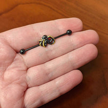 Load image into Gallery viewer, 14G Black Understated Octopus Industrial Barbell 38mm
