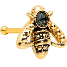 Load image into Gallery viewer, 20G 1/4 Black Gem Gold Tone Angular Bee Nose Bone
