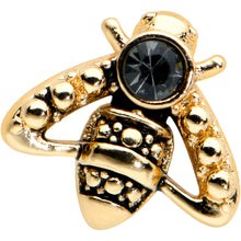 Load image into Gallery viewer, 20G 1/4 Black Gem Gold Tone Angular Bee Nose Bone
