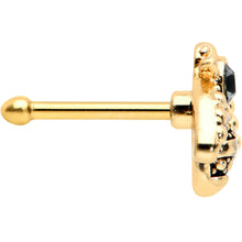 Load image into Gallery viewer, 20G 1/4 Black Gem Gold Tone Angular Bee Nose Bone
