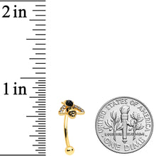 Load image into Gallery viewer, 16G 5/16 Clear Black Gem Gold Hue Angular Bee Curved Eyebrow Ring
