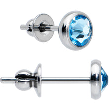 Load image into Gallery viewer, 4mm Blue Crystal Implant Grade Titanium Stud Earrings
