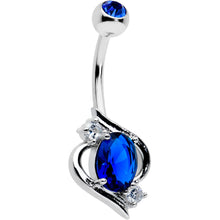 Load image into Gallery viewer, Blue Clear Gem Oval Swirl Elegant Belly Ring
