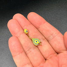 Load image into Gallery viewer, Gold Tone Bold Peacock Feather Double Mount Belly Ring
