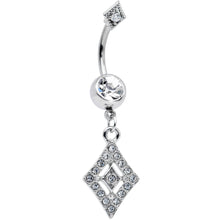 Load image into Gallery viewer, Clear Gem Double Rhombus Deco Double Mount Dangle Belly Ring
