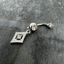 Load image into Gallery viewer, Clear Gem Double Rhombus Deco Double Mount Dangle Belly Ring
