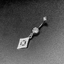 Load image into Gallery viewer, Clear Gem Double Rhombus Deco Double Mount Dangle Belly Ring

