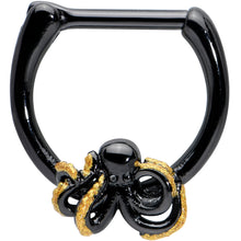 Load image into Gallery viewer, 16G 5/16 Black Understated Octopus Cartilage Clicker
