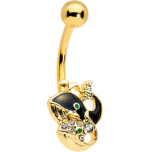 Load image into Gallery viewer, Clear Gem Gold Tone Mom Baby Whale Belly Ring

