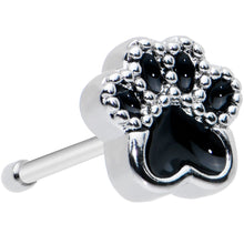 Load image into Gallery viewer, 20G 1/4 Textured Black Paw Print Nose Bone

