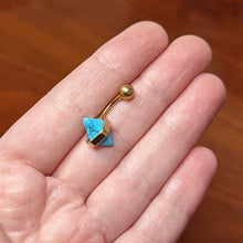 Load image into Gallery viewer, Gold Tone Turquoise Rhombus Belly Ring
