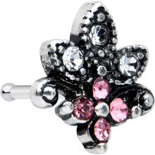 Load image into Gallery viewer, 20G 1/4 Clear Pink Gem Abstract Leaf Flower Nose Bone
