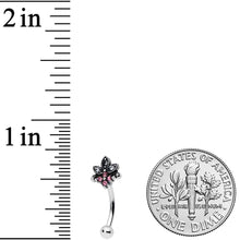 Load image into Gallery viewer, 16G 5/16 Clear Pink Gem Abstract Leaf Flower Curved Eyebrow Ring
