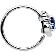 Load image into Gallery viewer, 20G 5/16 Clear Blue Gem Oval Swirl Nose Hoop
