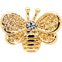Load image into Gallery viewer, 16G 1/4 Clear Gem Gold Tone Beauty Bee Cartilage Tragus Earring
