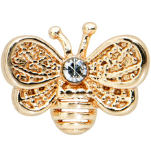 Load image into Gallery viewer, 20G 1/4 Clear Gem Gold Tone Beauty Bee Nose Bone
