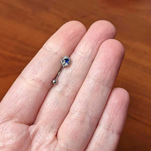 Load image into Gallery viewer, 16G 5/16 Clear Blue Gem Oval Swirl Curved Eyebrow Ring
