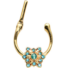 Load image into Gallery viewer, 16G 5/16 Blue Gem Gold Tone Snowflake Christmas Cartilage Clicker
