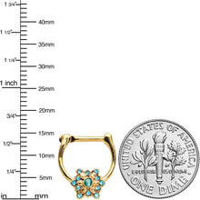 Load image into Gallery viewer, 16G 5/16 Blue Gem Gold Tone Snowflake Christmas Cartilage Clicker
