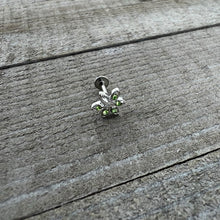 Load image into Gallery viewer, 16G 5/16 Green Gem Textured Pot Leaf Labret Monroe Tragus
