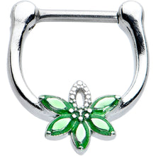 Load image into Gallery viewer, 16G 5/16 Green Gem Textured Pot Leaf Cartilage Clicker
