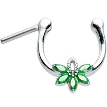 Load image into Gallery viewer, 16G 5/16 Green Gem Textured Pot Leaf Cartilage Clicker
