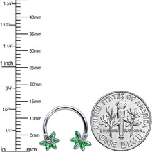 Load image into Gallery viewer, 16G 3/8 Green Gem Texture Loopy Pot Leaf Horseshoe Curved Barbell
