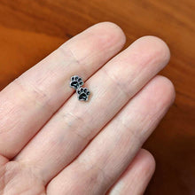 Load image into Gallery viewer, 16G 1/4 Textured Black Paw Prints Cartilage Tragus Earring
