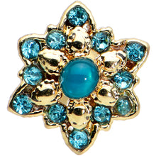 Load image into Gallery viewer, 16G 1/4 Blue Gem Gold Tone Snowflake Cartilage Tragus Earring

