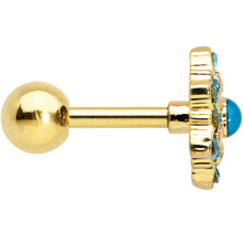 Load image into Gallery viewer, 16G 1/4 Blue Gem Gold Tone Snowflake Cartilage Tragus Earring
