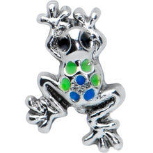 Load image into Gallery viewer, 16G 1/4 Black Gem Polka Dot Frog Cartilage Tragus Earring
