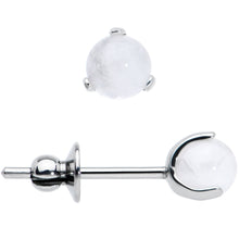 Load image into Gallery viewer, 4mm Light Rose Quartz Stone Implant Grade Titanium Stud Earrings
