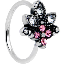 Load image into Gallery viewer, 20G 5/16 Clear Pink Gem Abstract Leaf Flower Nose Hoop
