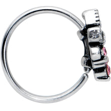 Load image into Gallery viewer, 20G 5/16 Clear Pink Gem Abstract Leaf Flower Nose Hoop
