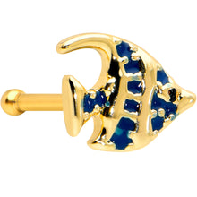 Load image into Gallery viewer, 20G 1/4 Blue Gem Gold Tone Adorable Angelfish Nose Bone
