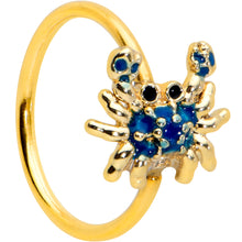 Load image into Gallery viewer, 20G 5/16 Black Gem Gold Tone Blue Crab Nautical Nose Hoop
