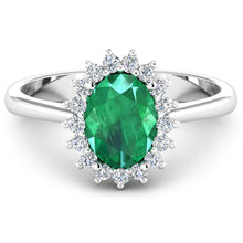 Load image into Gallery viewer, 1.87 Carat Genuine Zambian Emerald  and White Diamond 14K White Gold Ring
