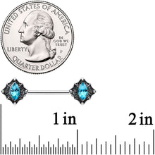 Load image into Gallery viewer, 14G 9/16 Blue Gem Rhombus Retro Barbell Nipple Ring Set
