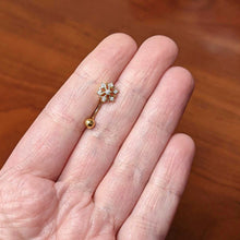 Load image into Gallery viewer, 16G 5/16 Clear Gem Gold Tone Flower Snowflake Curved Eyebrow Ring
